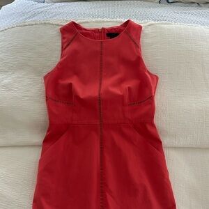 J crew coral stretch dress with pockets.